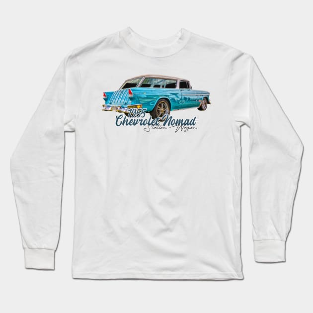 1955 Chevrolet Nomad Station Wagon Long Sleeve T-Shirt by Gestalt Imagery